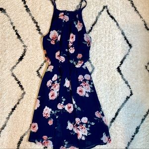 SALE🌟 Blue Rain Navy and Pink Roses Dress NWT